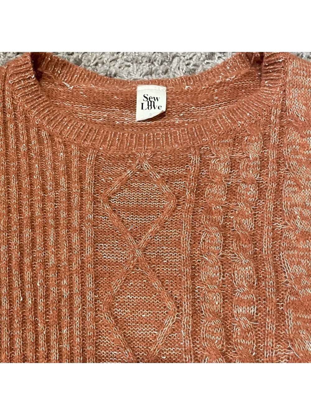 Sew In Love Chunky Crew Neck Sweater Womens Small Textured Fisherman Cable Knit - Picture 4 of 10